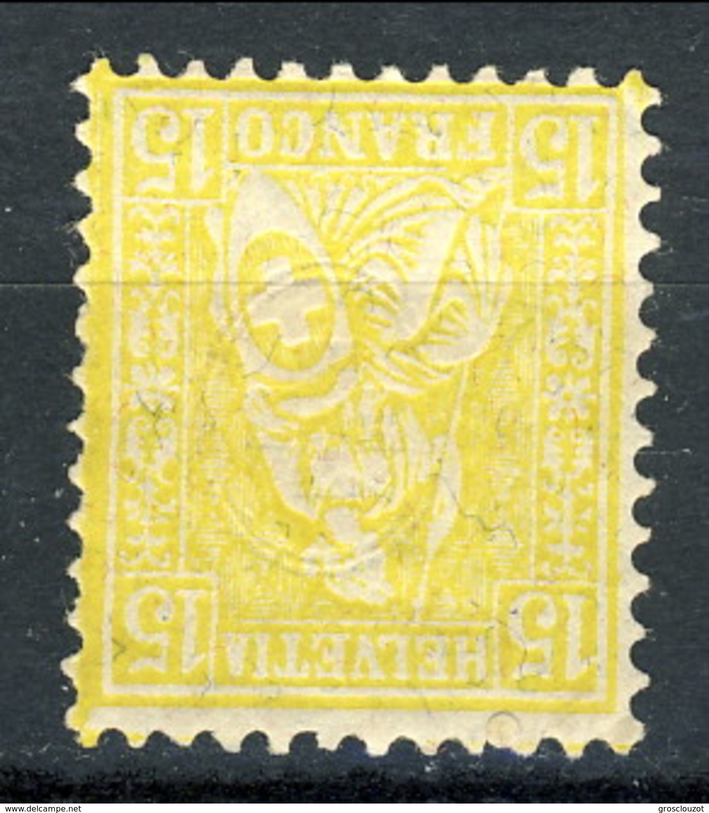 Svizzera 1867-78 N. 44 C. 15 Giallo MH Cat. &euro; 7 - Unused Stamps