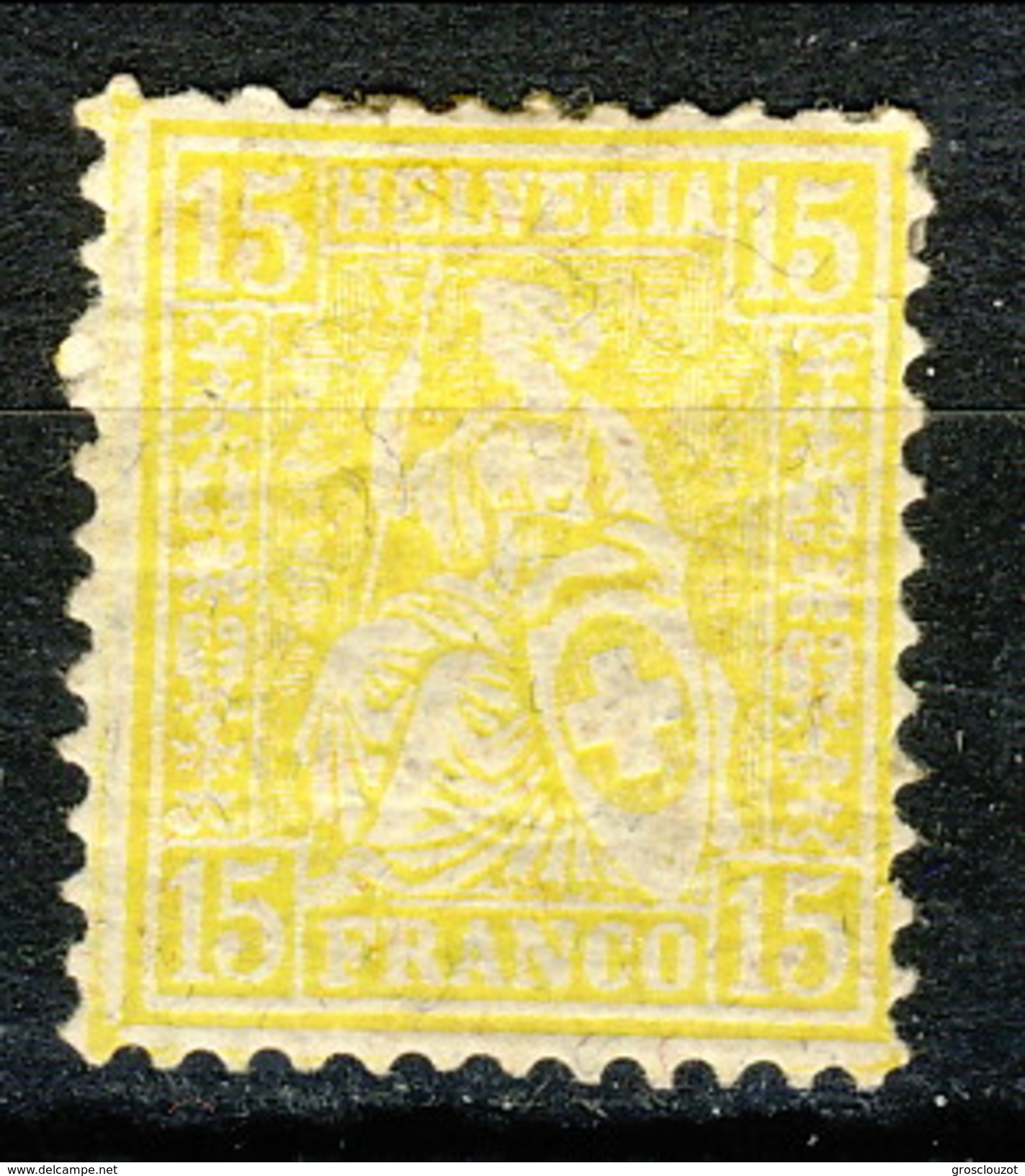 Svizzera 1867-78 N. 44 C. 15 Giallo MH Cat. &euro; 7 - Unused Stamps