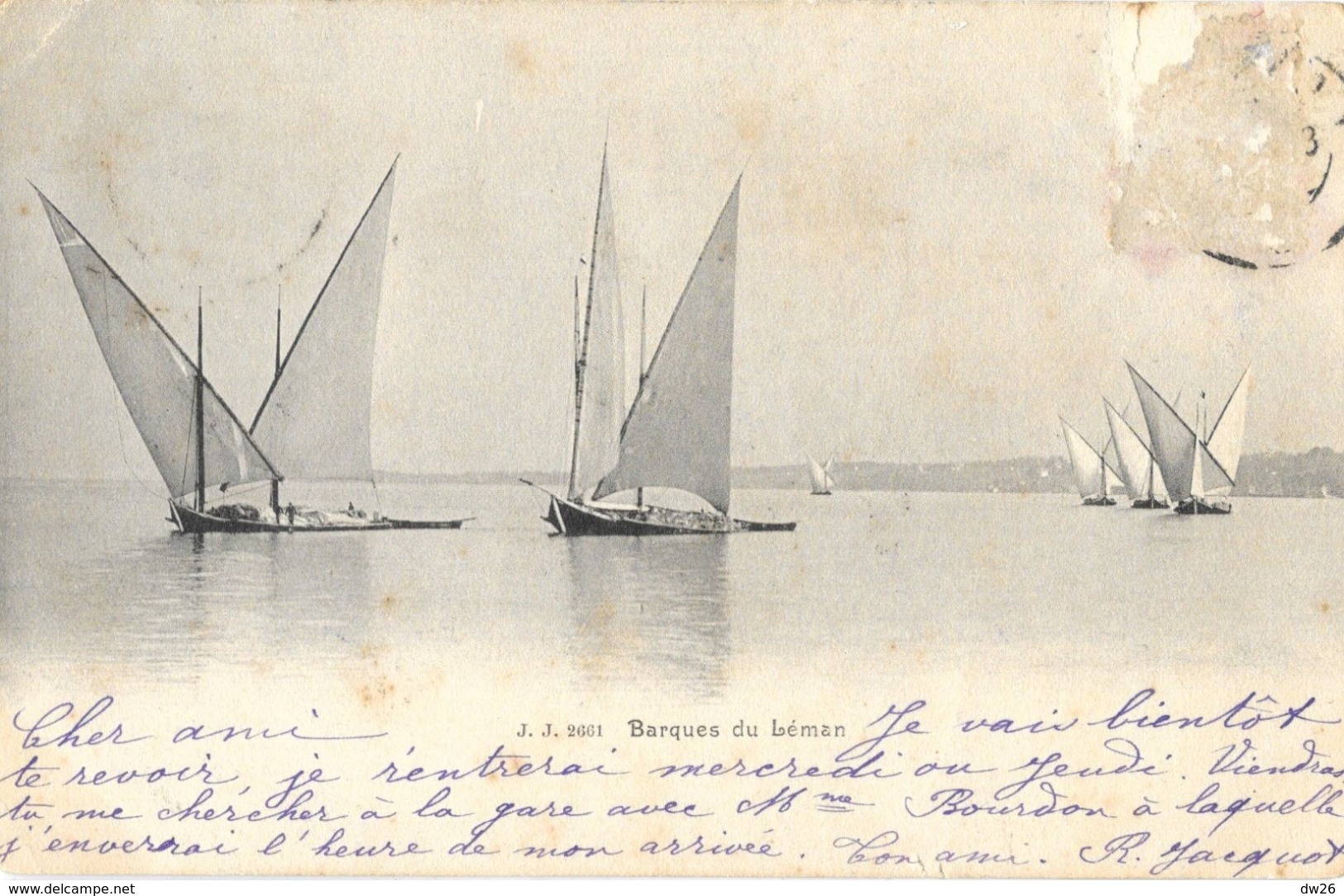 Barques Du Léman 1903 - Carte J.J. N° 2661 Précurseur - Sailing Vessels