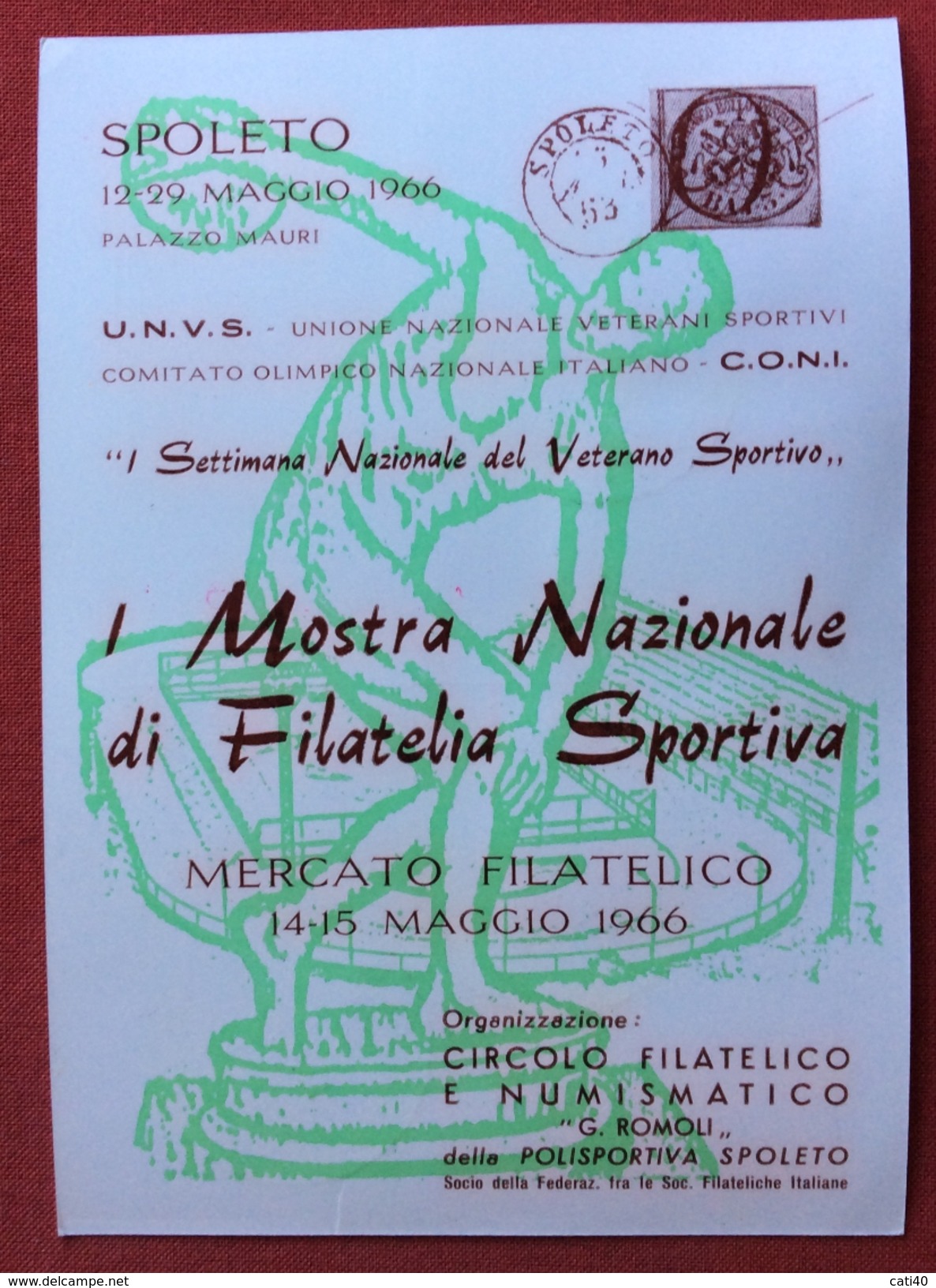 SPOLETO 1966 I MOSTRA FILATELIA SPORTIVA CON SERIE VELA  RACC. EX PER LA GERMANIA IL 22/5/66 - Sport Invernali