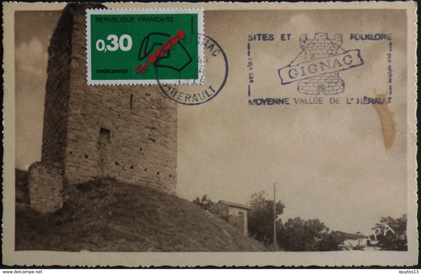 CPM. - N° 13 Gignac ( Hérault ) La Tour - Daté 20.04.1974 - Tampon Du S.I Ses Sites - Grotte De Clamouse - TBE - Gignac