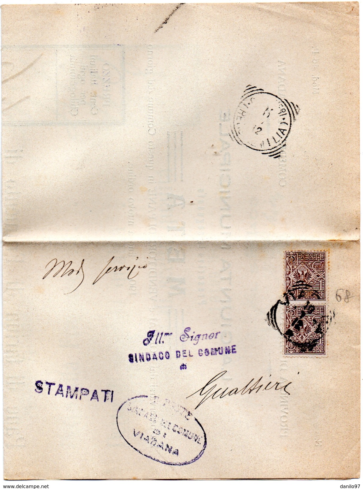 1912   LETTERA CON ANNULLO VIADANA MANTOVA + GUALTIERI - PREZZO DEL PANE - Storia Postale