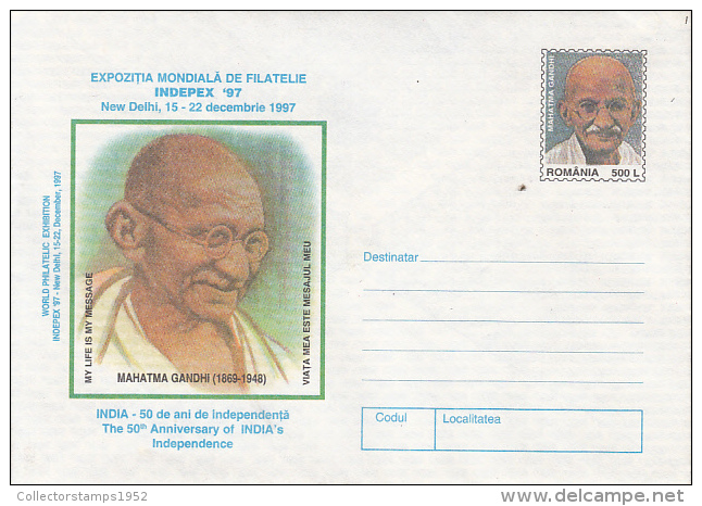 54272- MAHATMA GANDHI, COVER STATIONERY, 1997, ROMANIA - Mahatma Gandhi