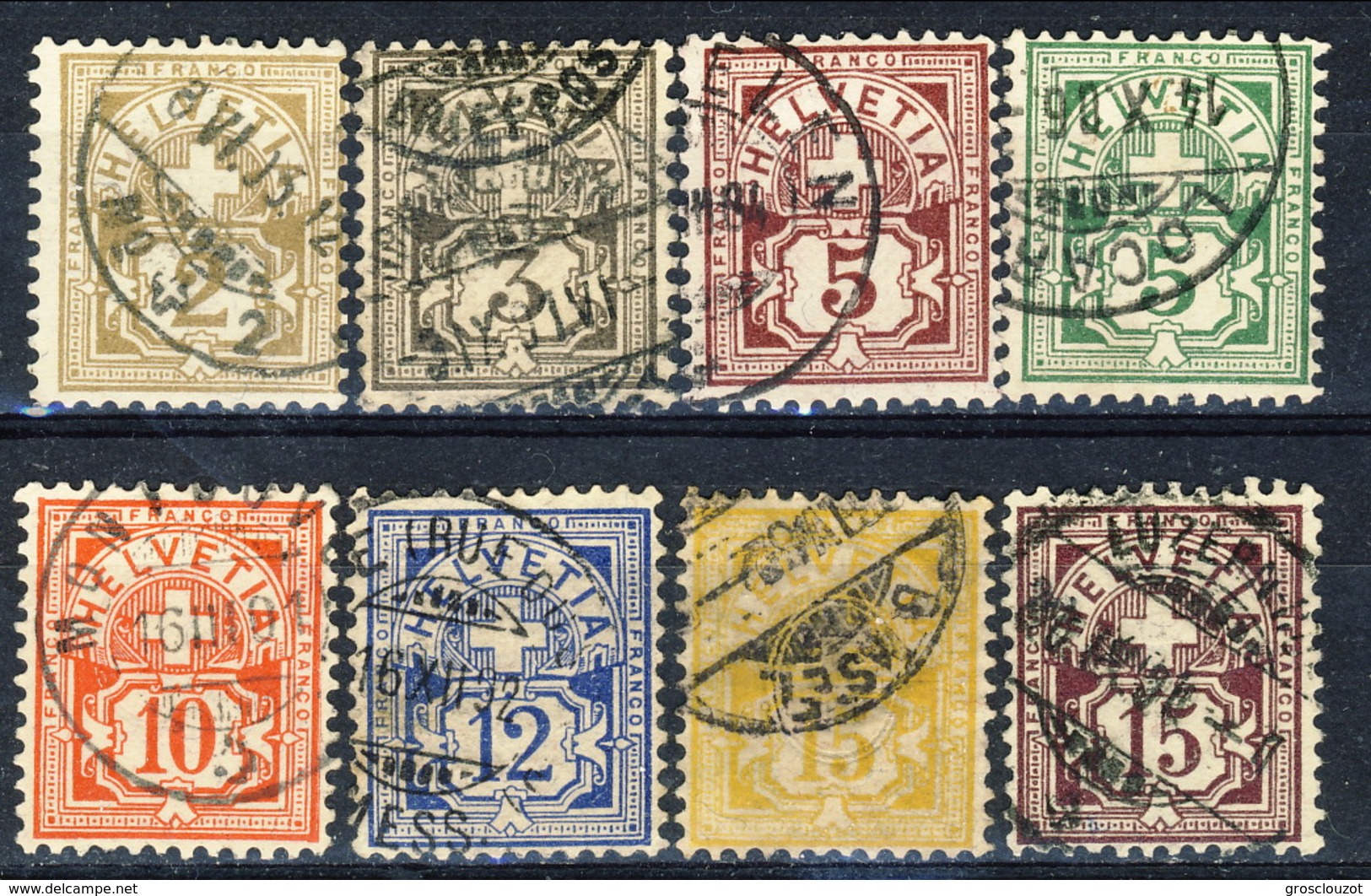 Svizzera 1882-99 Stemmi Serie N. 63-70 Usati Cat. &euro; 70 - Oblitérés