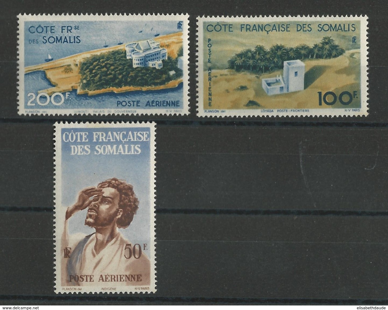 COTE DES SOMALIS - 1947 - POSTE AERIENNE YVERT N° 20/22 ** MNH - COTE = 60 EUR. - SANS CHARNIERE - Ungebraucht
