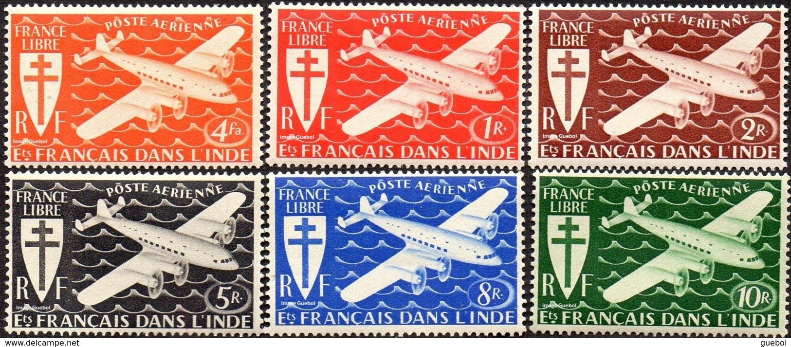 Inde N° PA  1 à 6 ** Avion, Fairey FC-1, Survolant La Mer, Série De Londres - Unused Stamps