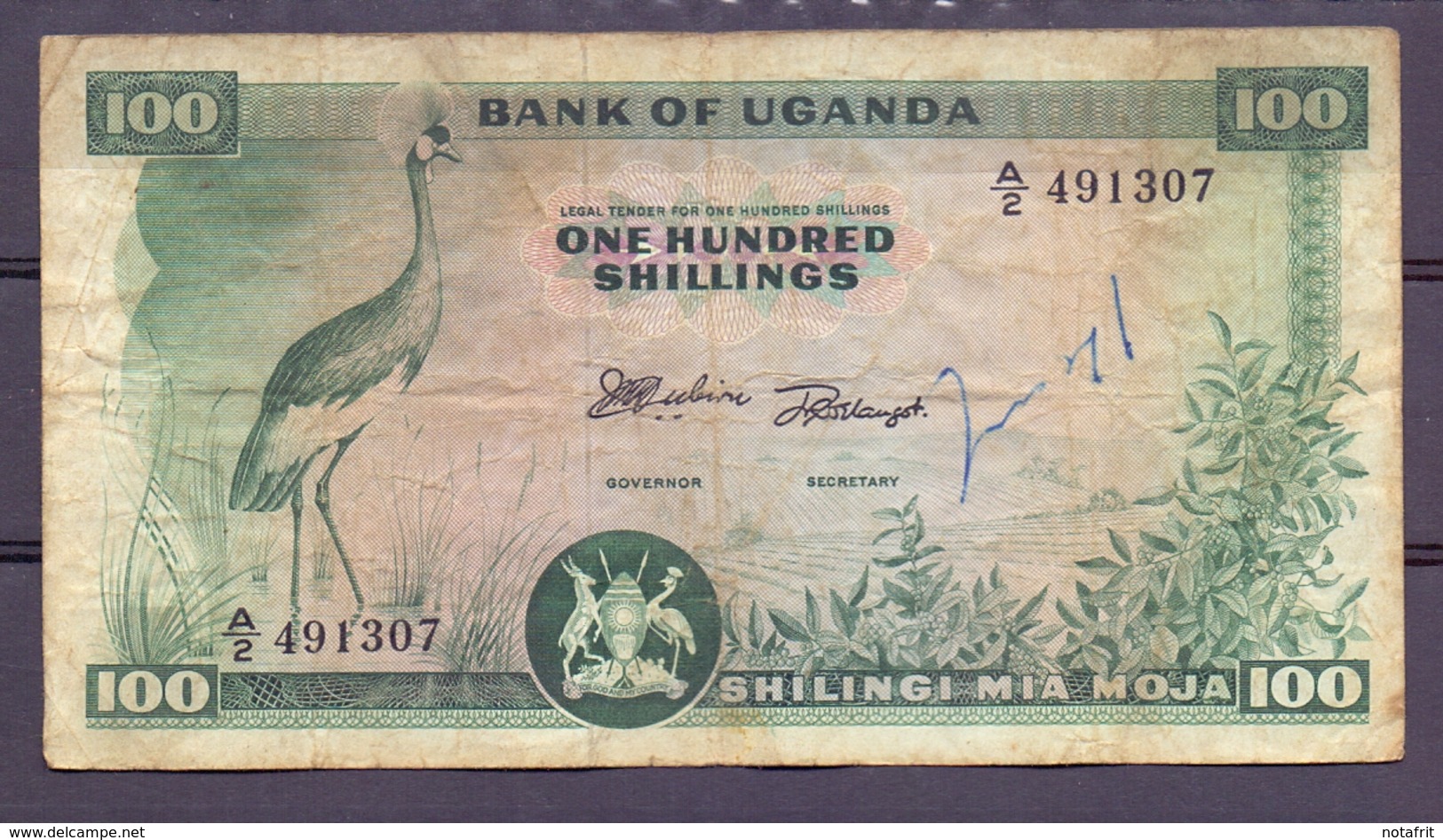 Uganda 100 Shillings  Rare P 4 Grafiti  See Scan - Ouganda