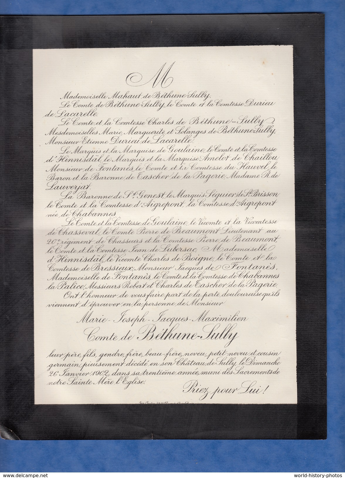 Document De 1908 - Château De SULLY Sur LOIRE - Marie Joseph Jacques Maximilien Comte De BETHUNE SULLY - Historische Dokumente