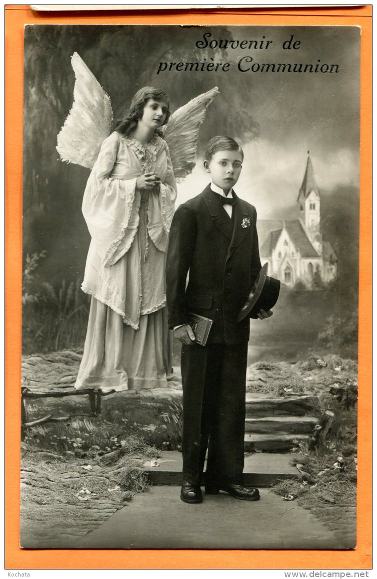 HA314, Souvenir De Première Communion, Ange, Engel, Angel, Circulée 1934 Sous Enveloppe - Communion