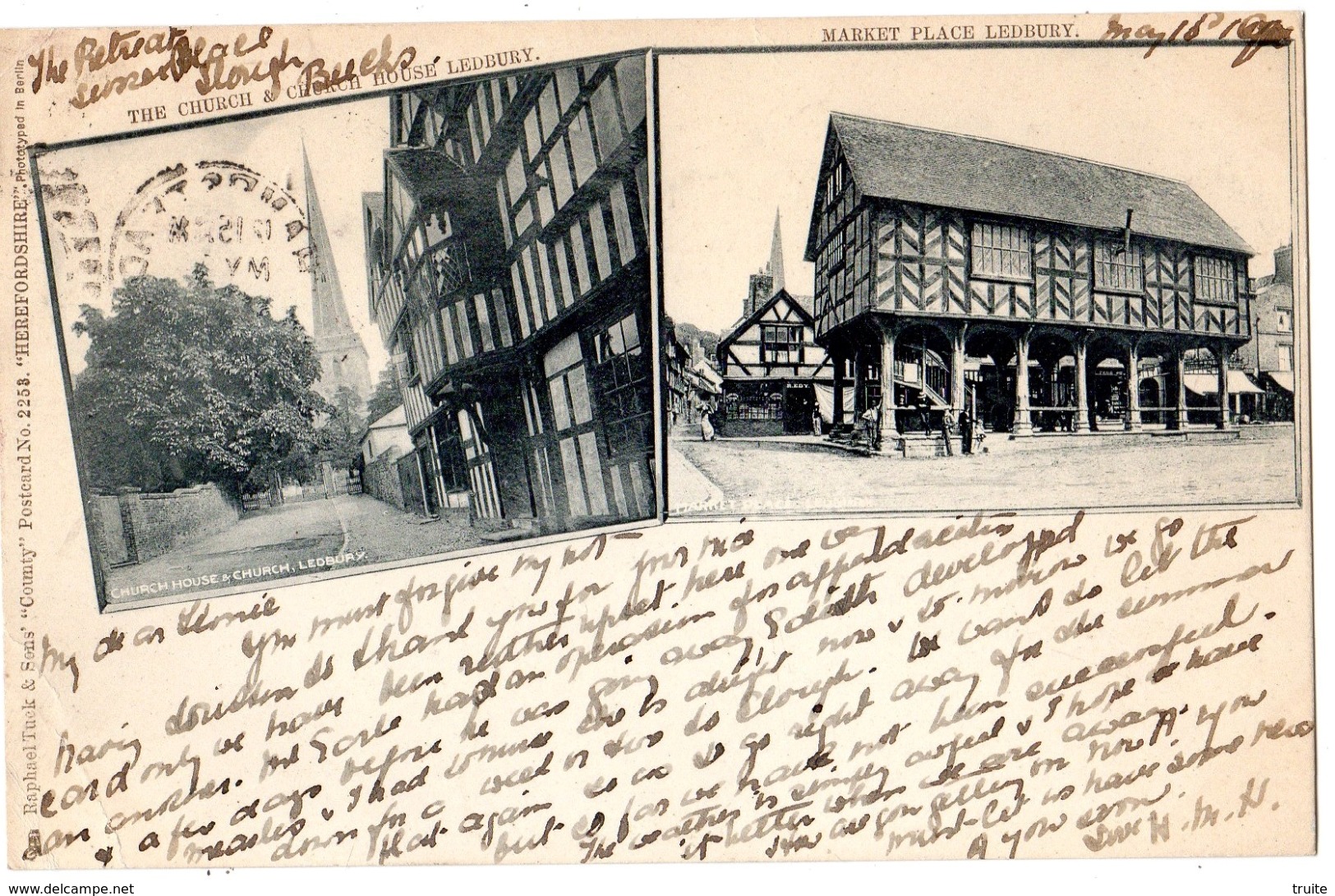 THE CHURCH ET CHURCH HOUSE LEDBURY AND MARKET PLACE LEDBURY  (CARTE PRECURSEUR) - Herefordshire