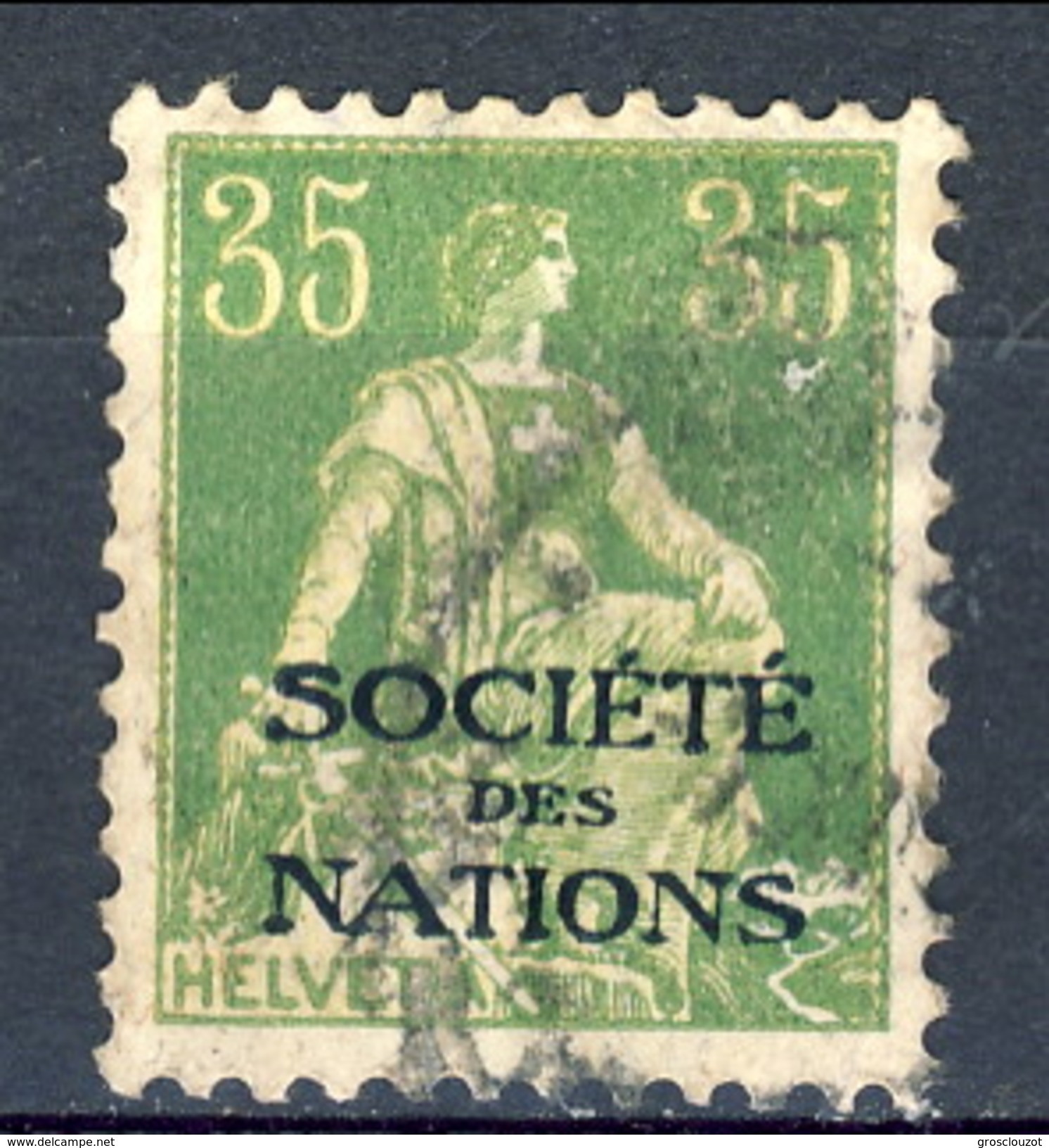 Svizzera Servizio 1922 Societé De Nations N. 23 C. 35 Verde E Giallo Usato Cat. &euro; 15 - Oficial