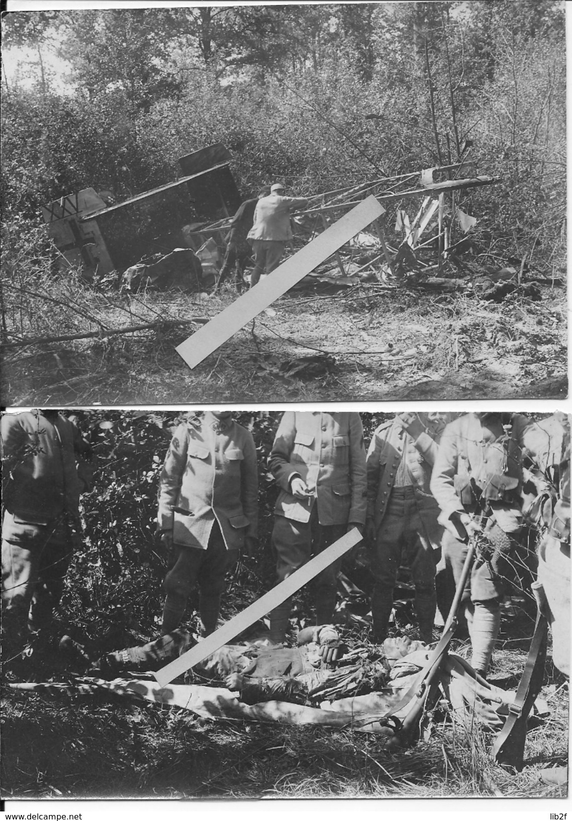 Avion Gotha Allemand Abattu Soldats Français Autour De L'équipage Mort 2 Photos 14-18 1914-1918 Ww1 1wk - Guerre, Militaire