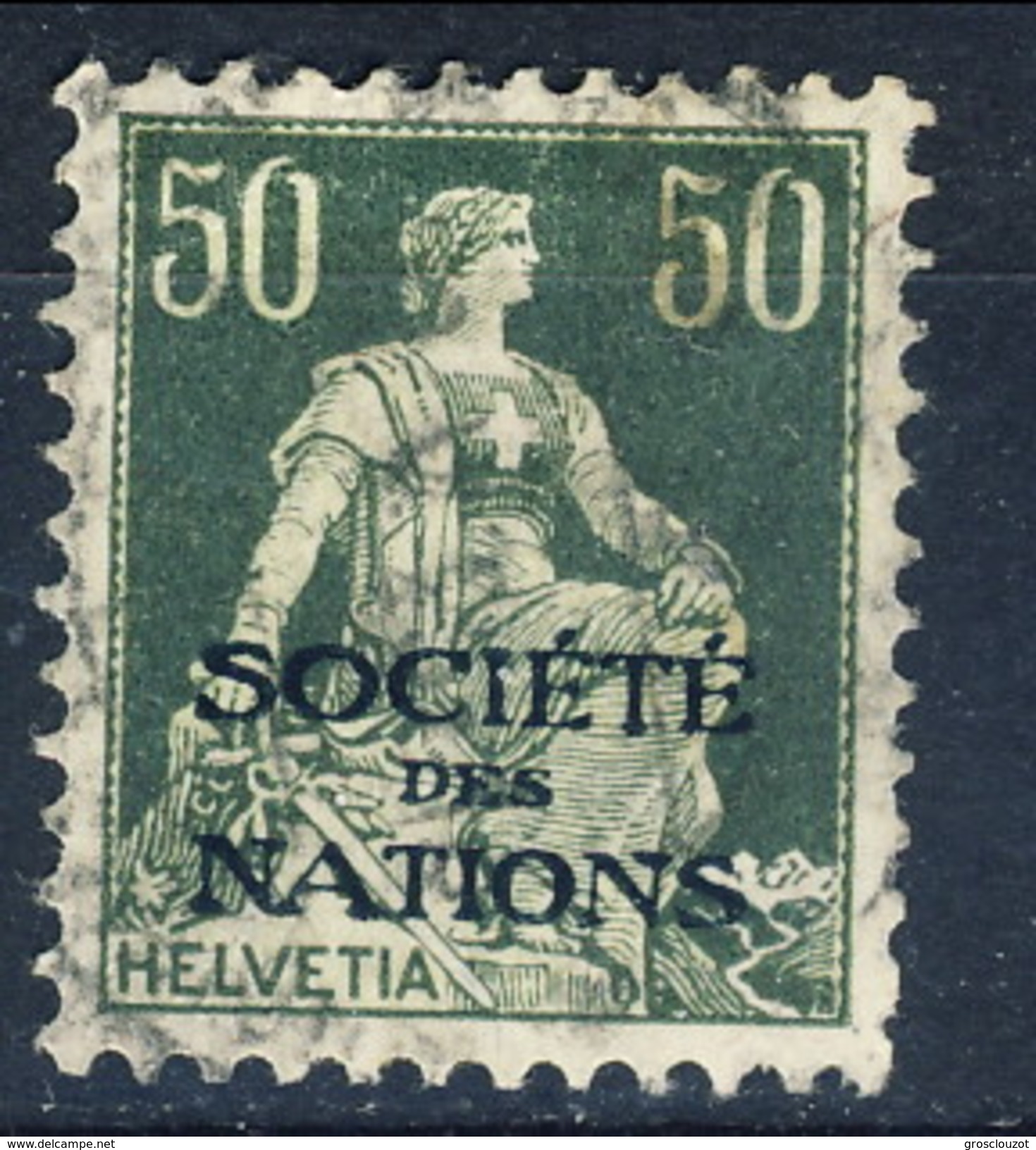 Svizzera Servizio 1922 Societé De Nations N. 25 C. 50 Verde E Verde Chiaro Usato Cat. &euro; 18 - Officials