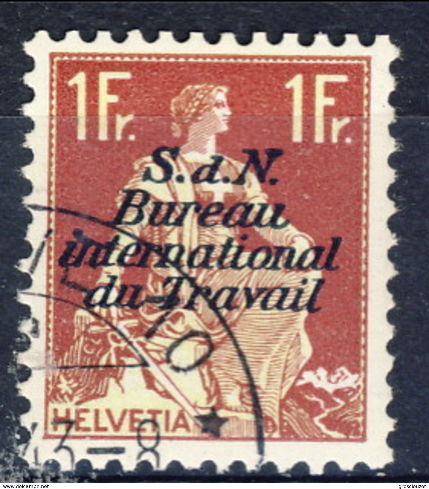 Svizzera Servizio 1923 Bureau International Du Travail N. 42 F. 1 Carminio E Oliva Usato Cat. &euro; 3.50 - Servizio