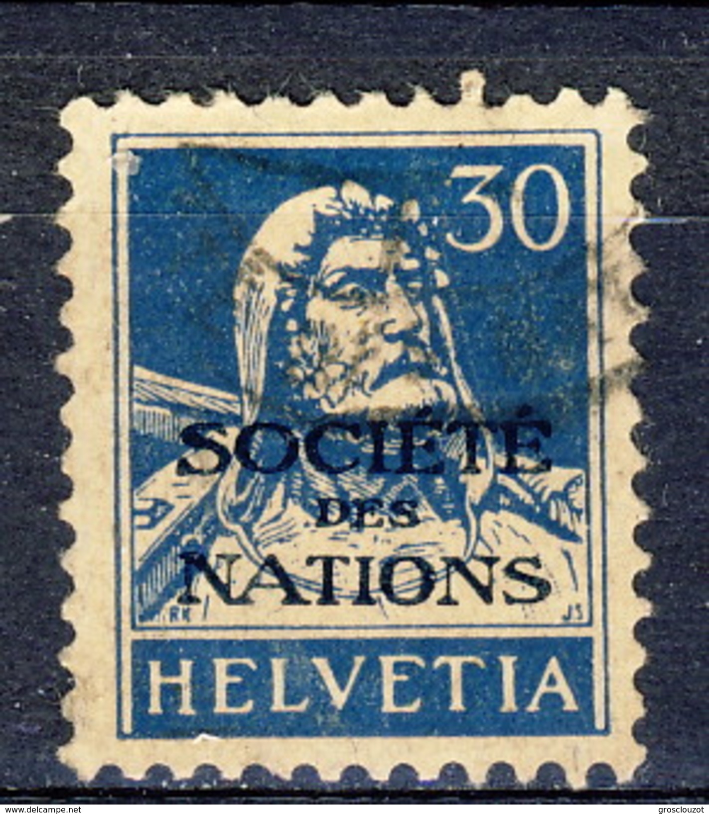 Svizzera Servizio 1924-37 Societé De Nations N. 54 C. 30 Azzurro Su Camoscio Usato Cat. &euro; 12 - Servizio