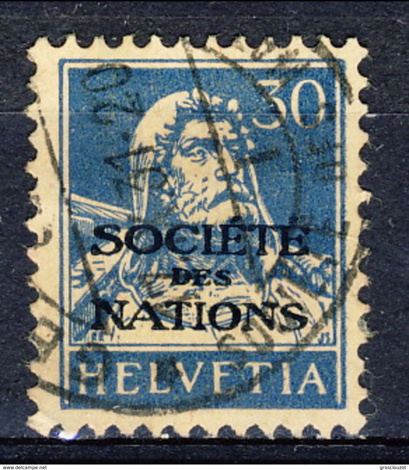 Svizzera Servizio 1924-37 Societé De Nations N. 54 C. 30 Azzurro Su Camoscio Usato Cat. &euro; 12 - Servizio