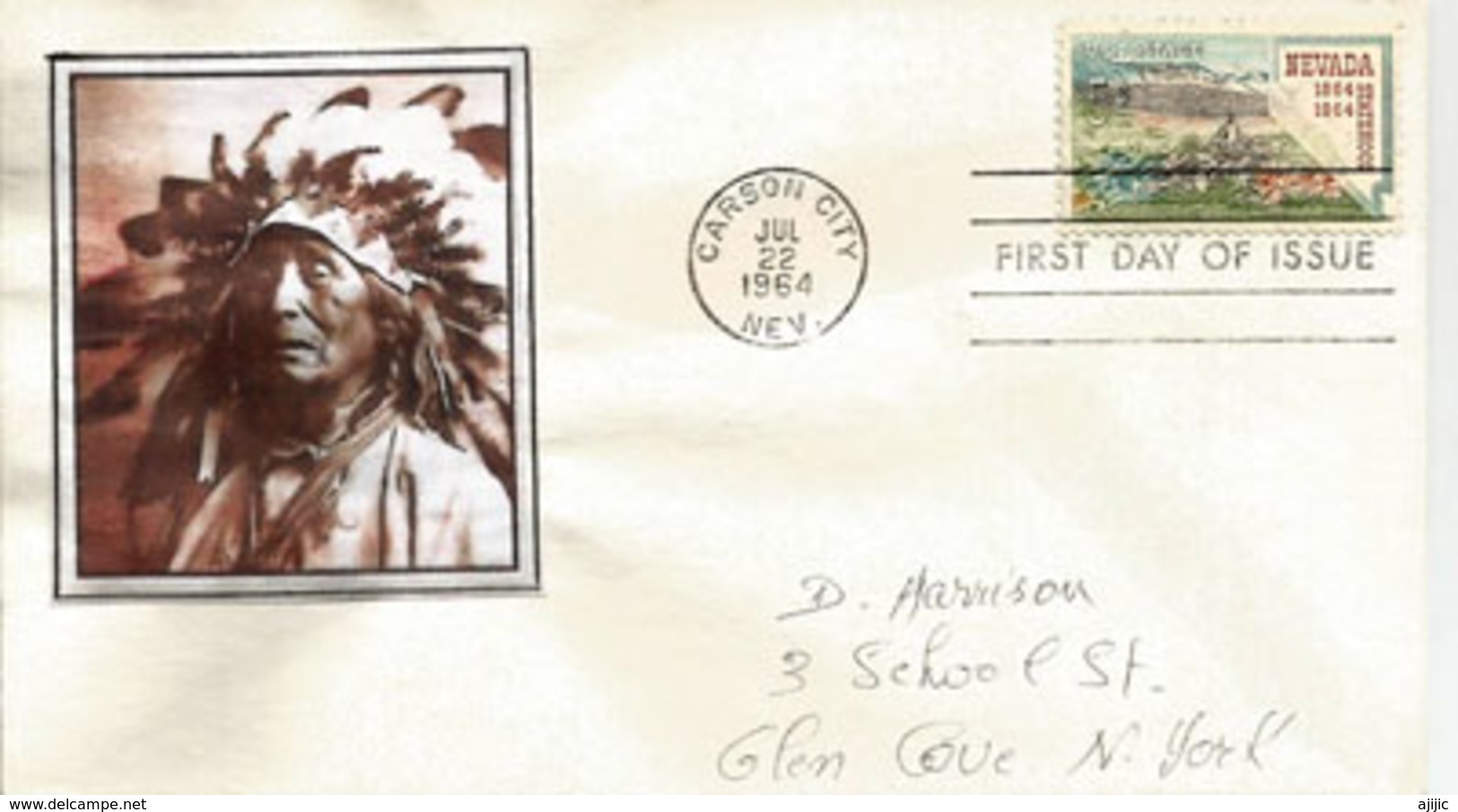 The Shoshone Tribe (the Native American Indians Of Nevada). Nevada Statehood, Letter From Carson City,Nevada. Year 1964 - Indiens D'Amérique