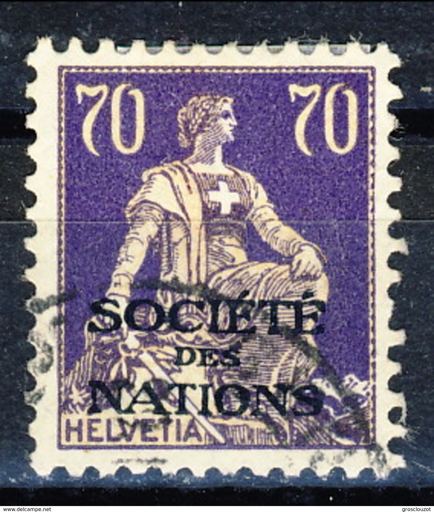 Svizzera Servizio 1924-37 Societé De Nations N. 56 C. 70 Viola E Bistro Usato Cat. &euro; 58 - Servizio