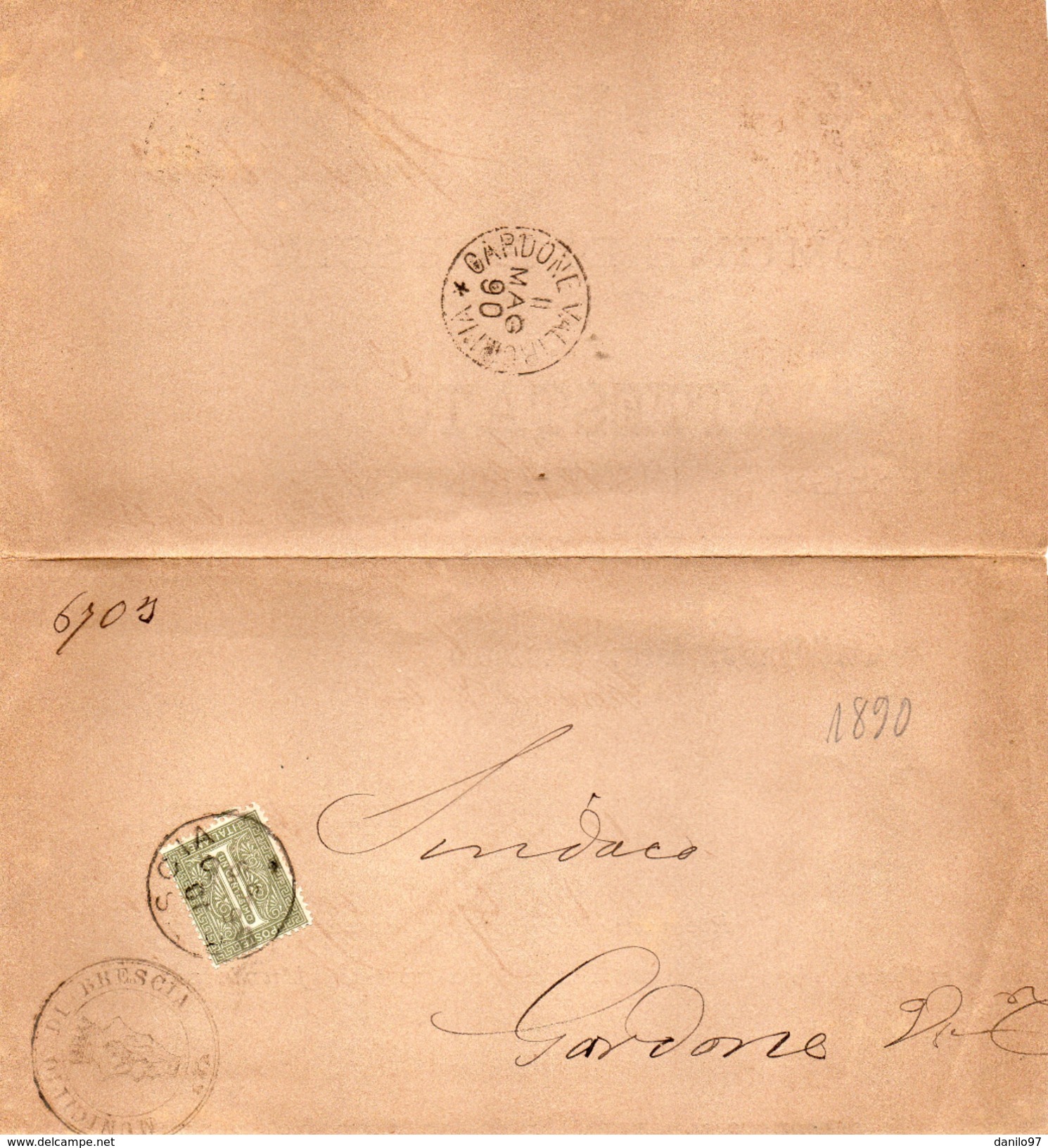 1890 LETTERA CON ANNULLO BRESCIA + GARDONE - Storia Postale