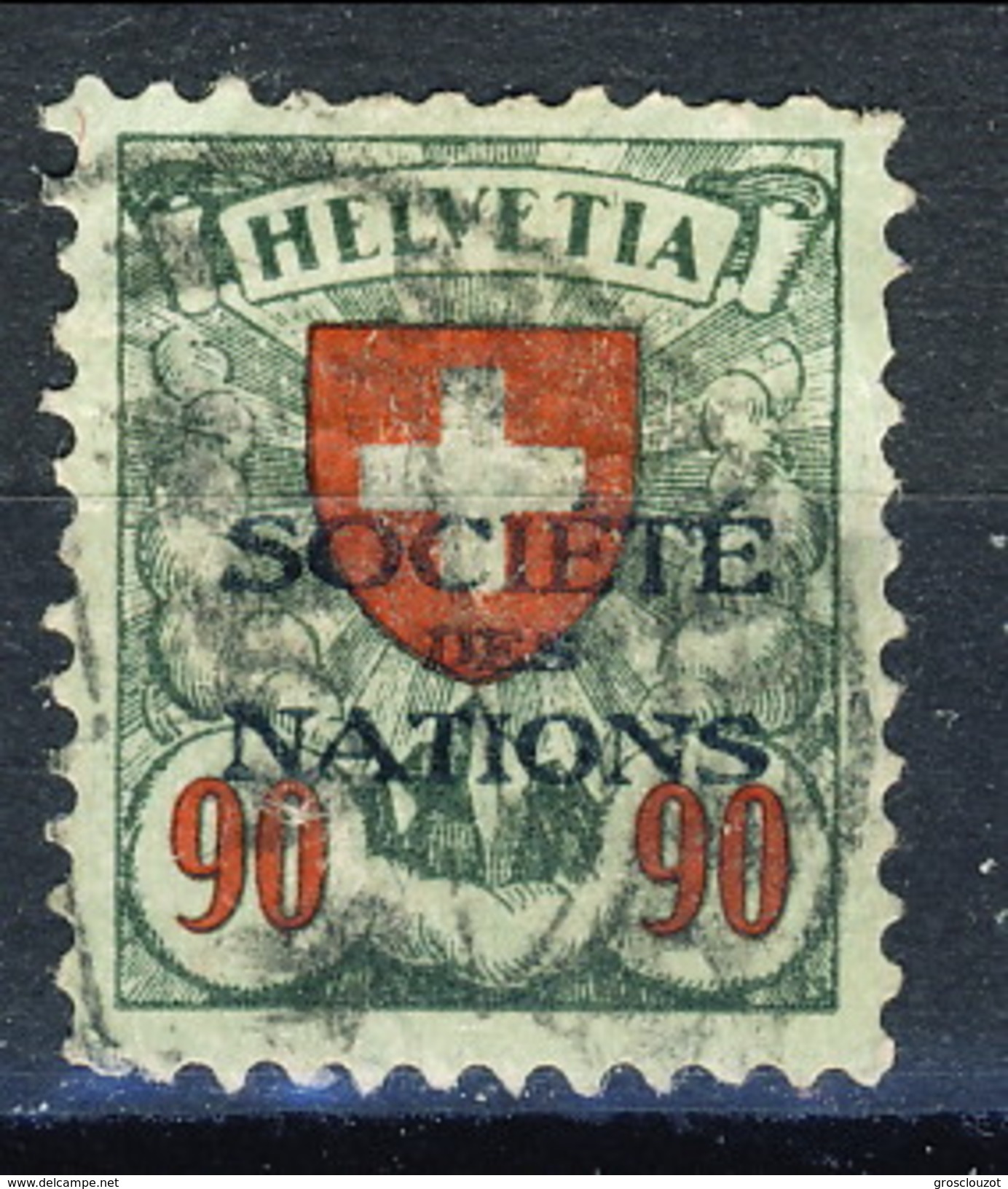 Svizzera Servizio 1924-37 Societé De Nations N. 57 C. 90 Verde E Rosso Usato Cat. &euro; 27 - Servizio