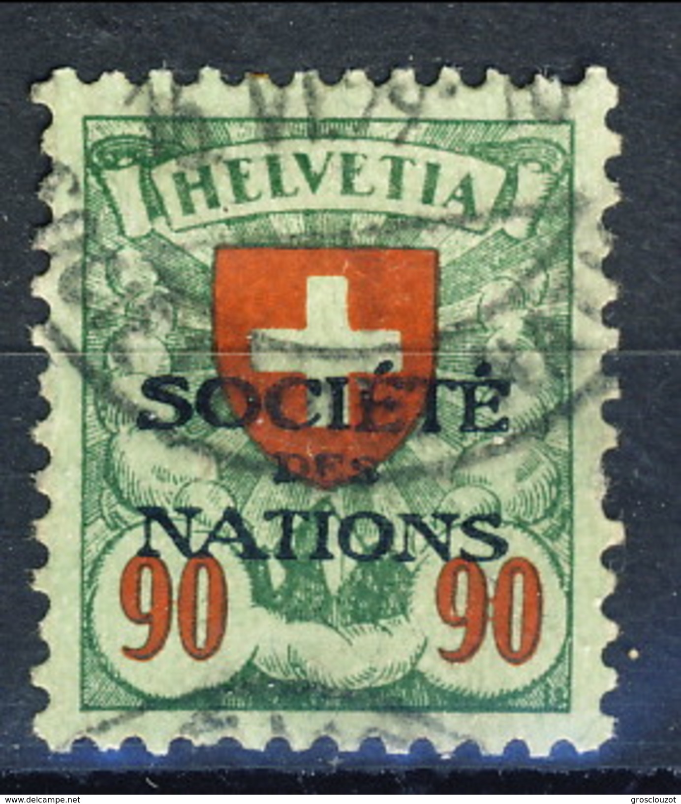 Svizzera Servizio 1924-37 Societé De Nations N. 57 C. 90 Verde E Rosso Usato Cat. &euro; 27 - Servizio