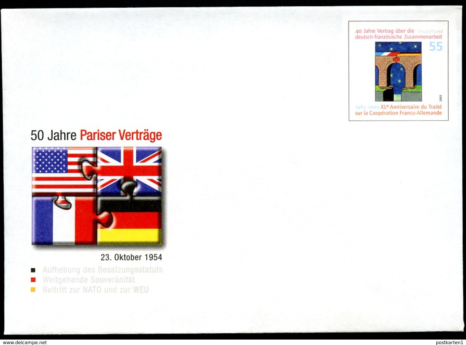 BUND USo82 Sonder-Umschlag PARISER VERTRÄGE ** 2004 - Enveloppes - Neuves