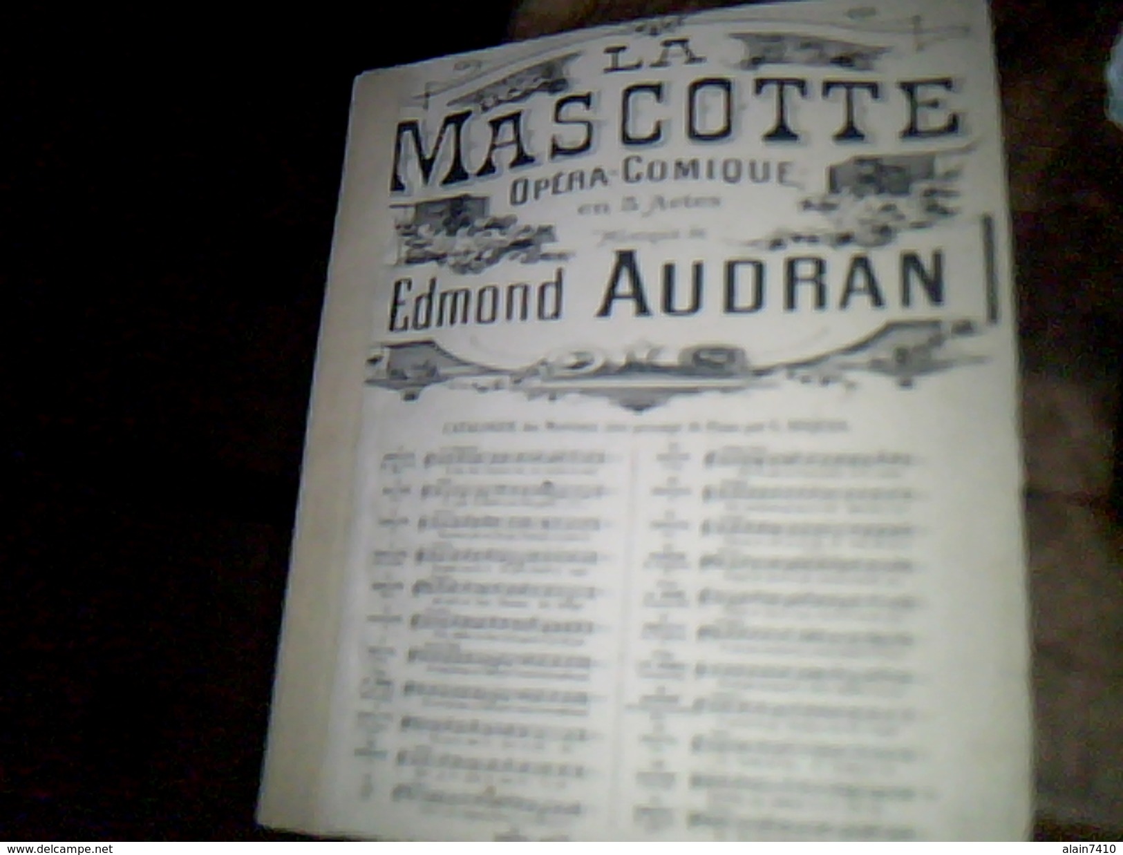 Vieux Papier  Partition La Mascotte Opera Comique D Edmond Audran 5 Pages - Compositeurs De Comédies Musicales