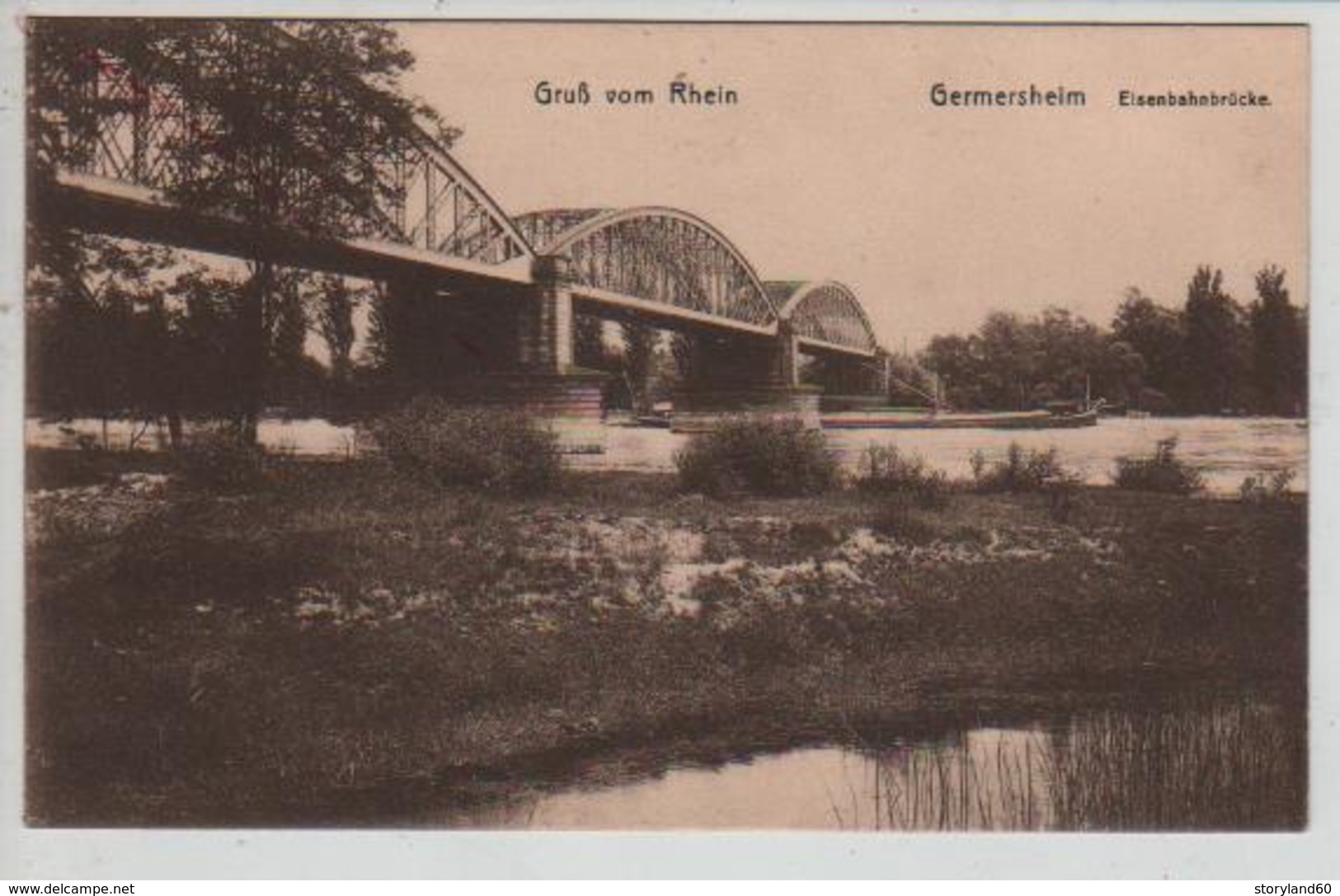 Cpa St002485 Gemersheim Pont De Chemins De Fer Eisenbahnbrucke Grub Vom Rhein - Germersheim