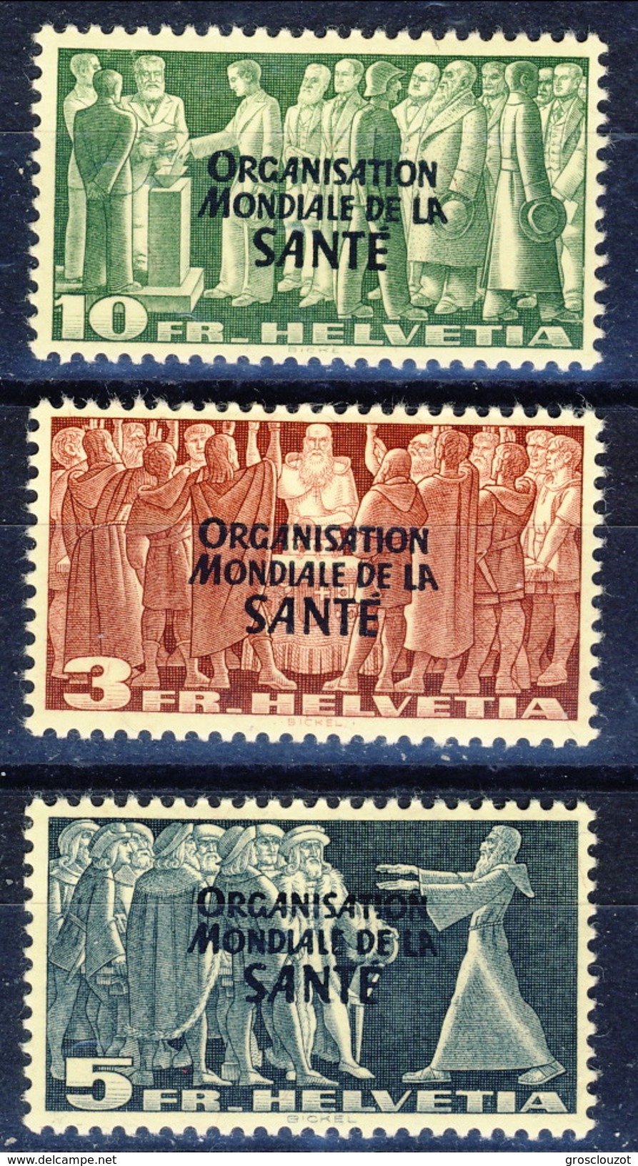 Svizzera Servizio 1948-50 Organisation Mondiale De La Santé Serie N. 352-352A-353 MLH Cat. &euro; 243 - Servizio