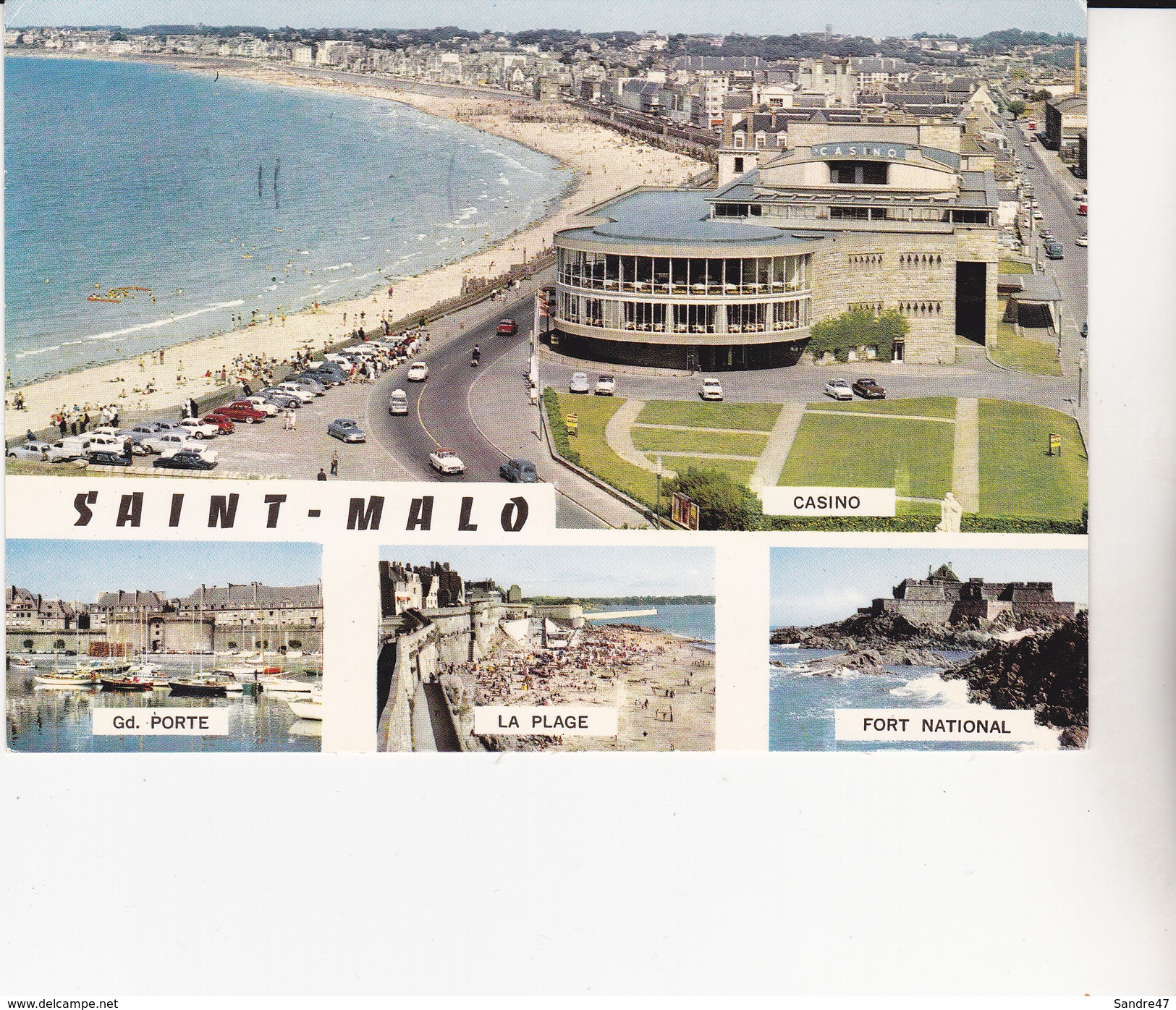 CPSM/gf  (35) SAINT-MALO. Multivues.  Cité Corsaire, Casino Et Plage De Rochebonne Vers Paramé ...D545 - Saint Malo