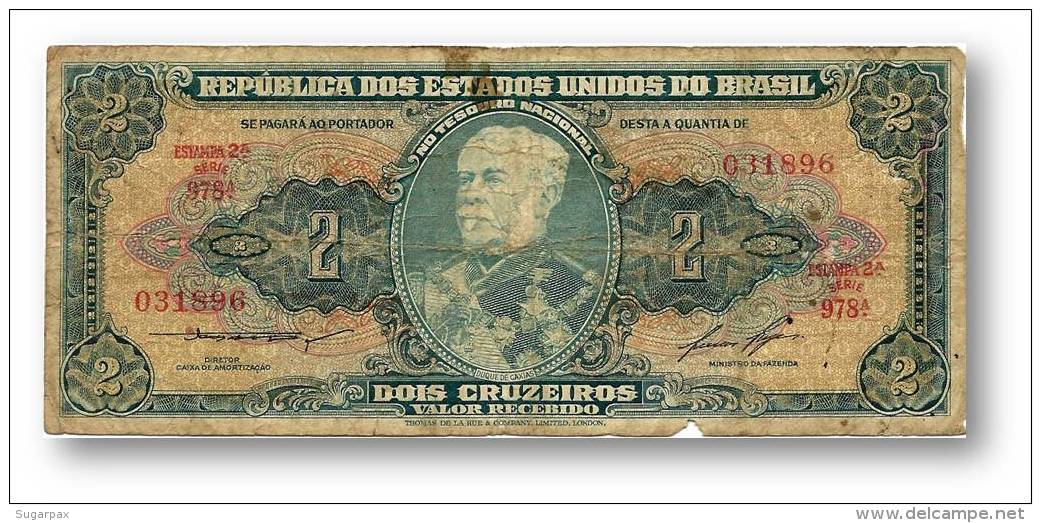 BRASIL - 2 CRUZEIROS - ND ( 1958 ) - P 157A.c - Serie 978.&ordf; - Sign. 6 - Estampa 2A - Duque De Caxias - Brasil