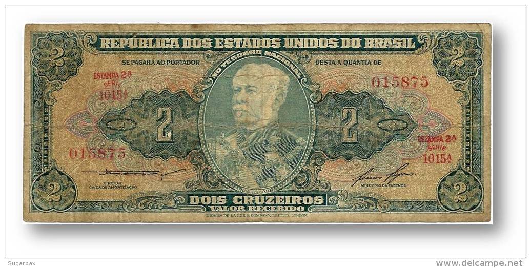 BRASIL - 2 CRUZEIROS - ND ( 1958 ) - P 157A.c - Serie 1015.&ordf; - Sign. 6 - Estampa 2A - Duque De Caxias - Brasil