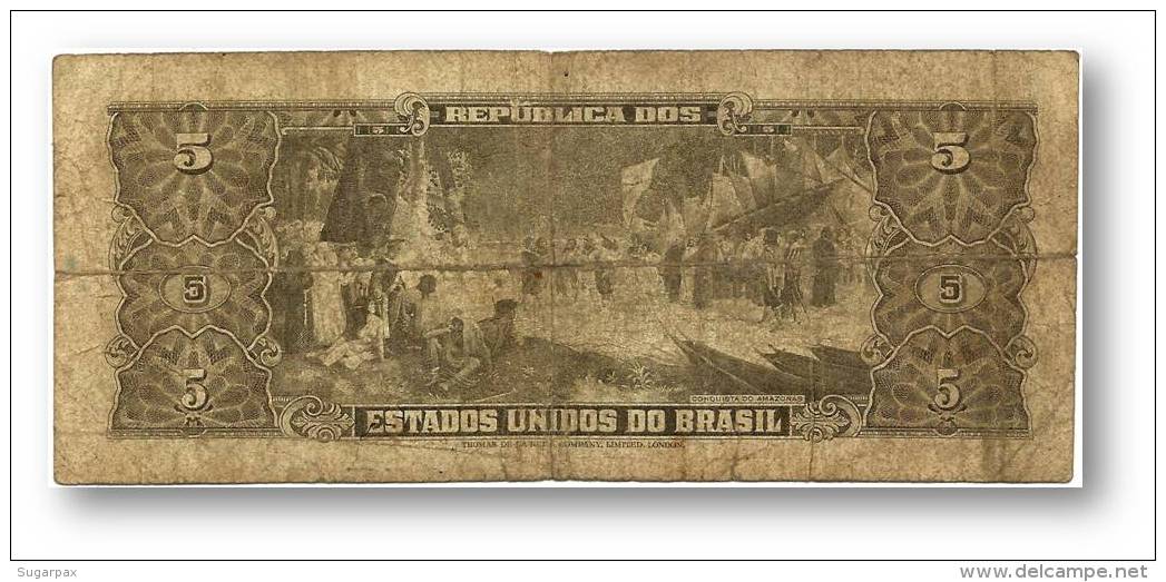 BRASIL - 5 CRUZEIROS - ND ( 1962 ) - P 176.a - Sign. 11 - Serie 2874.&ordf; - Estampa 2A - Barão Do Rio Branco - Brasil