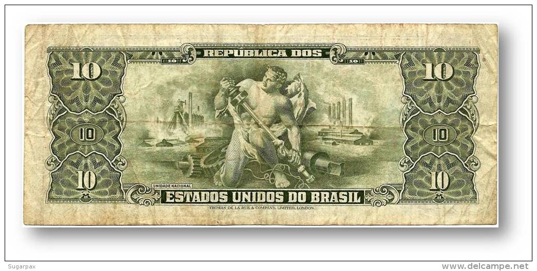 BRASIL - 10 CRUZEIROS - ND (1962 ) - P 177.a - Sign. 10 - Serie 2751.&ordf; - Estampa 2A - Getulio Vargas - Brasil