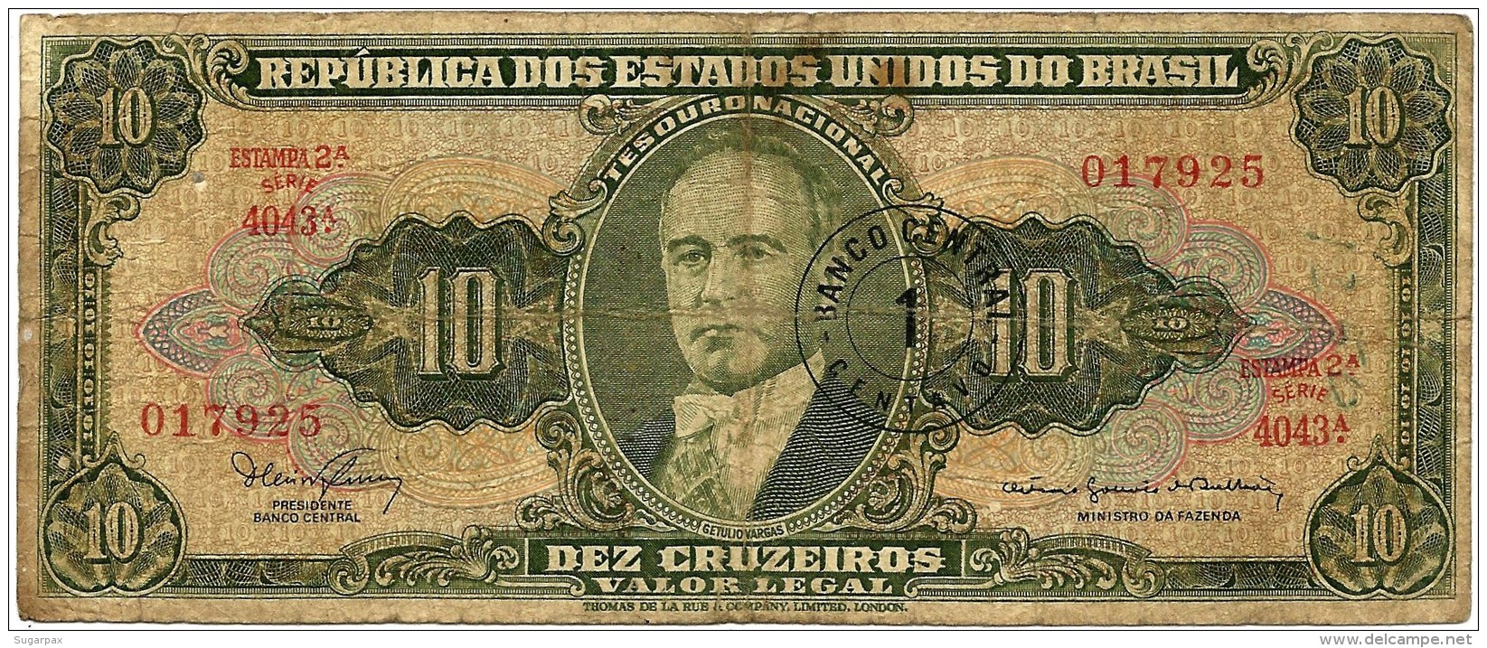 BRASIL - 1 CENTAVO On 10 CRUZEIROS ND (1967 ) - P 183.b - Sign. 15 - Serie 4043.&ordf; - Estampa 2A - Getulio Vargas - Brasil