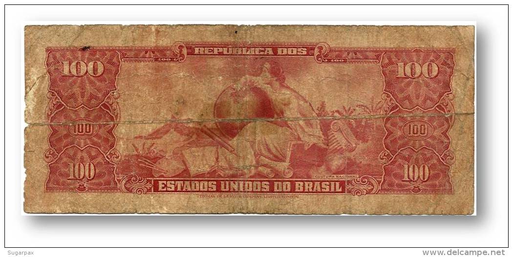 BRASIL - 10 CENTAVOS On 100 CRUZEIROS ND (1967 ) - P 185.b - Sign. 15 - Serie 1080.&ordf; - Estampa 2A - Dom Pedro II - Brasile