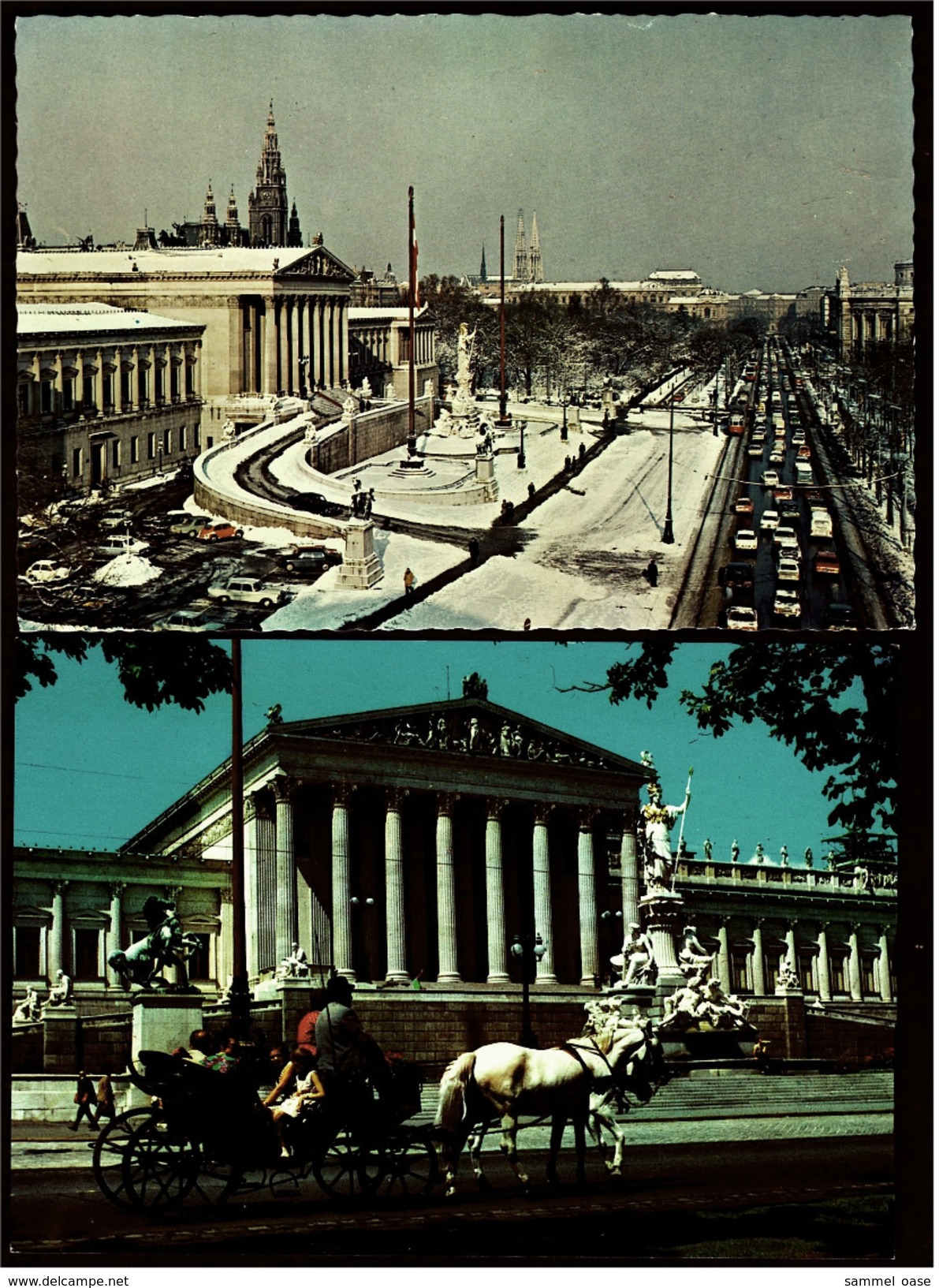 2 X Wien  -  Parlament Mit Ringstraße  -  Parlament  -  Ansichtskarten Ca. 1970   (6321) - Ringstrasse