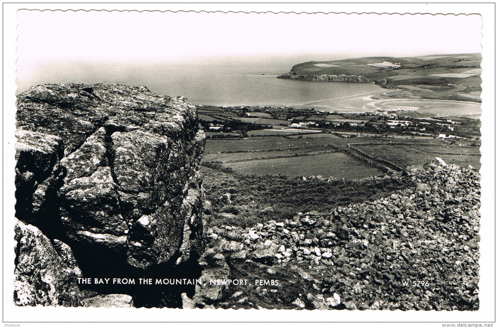 RB 1141 -  Real Photo Postcard - The Bay From The Mountain - Newport Pembrokeshire Wales - Pembrokeshire