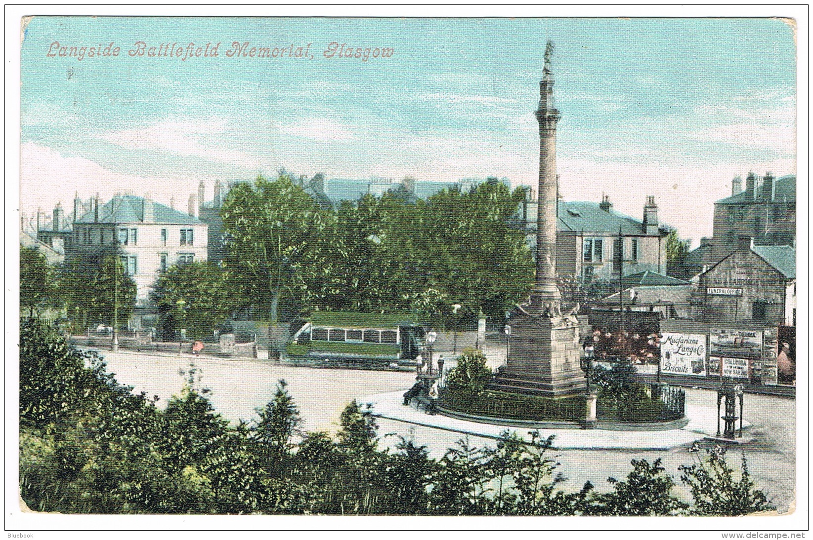 RB 1140 - 1905 Postcard - Tram &amp; Langside Battlefield Memorial - Glasgow Scotland - Lanarkshire / Glasgow