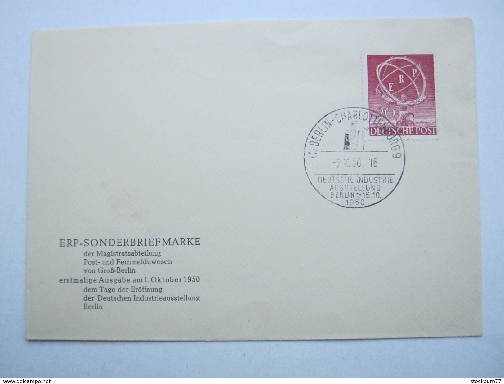 1950 , ERP Auf Brief Vom 2. Ausgabetag - Covers & Documents