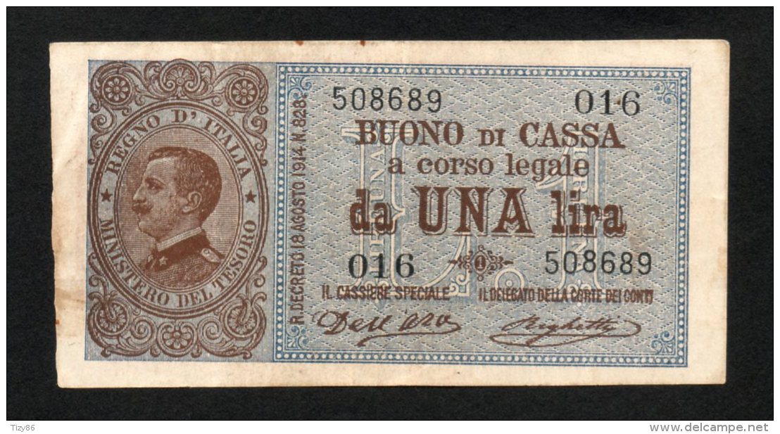 Italia - Buono Di Cassa 1 Lira 1914 (Dell'Ara, Righetti) - Other & Unclassified