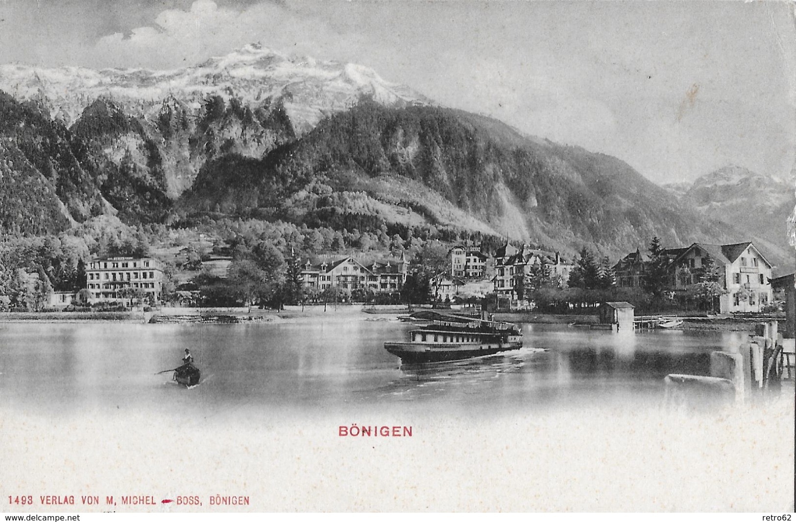 BÖNIGEN &rarr; Dampfschiff Vor Dem Anlegen, Alter Lichtdruck Anno 1903 - Bönigen