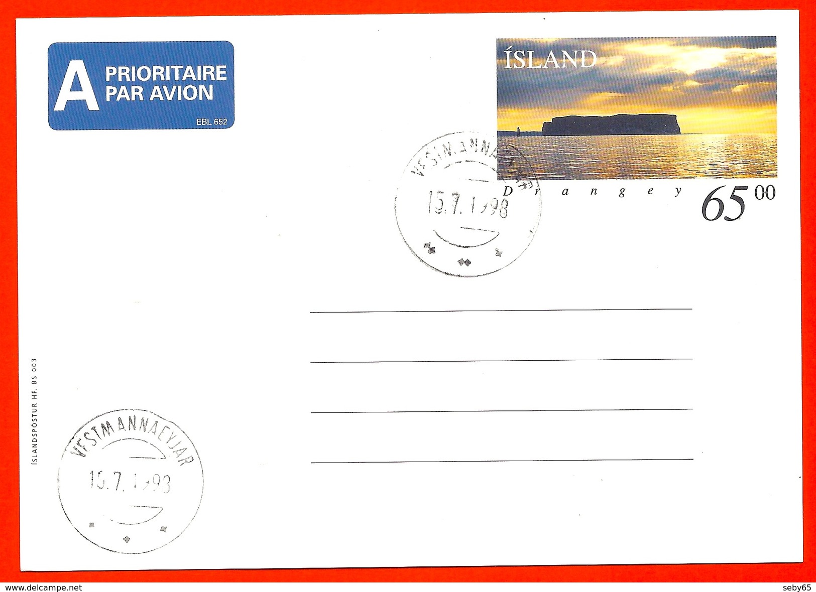 Iceland / Island / Islande 1998 - Drangey, Stationery Card - Ganzsachen