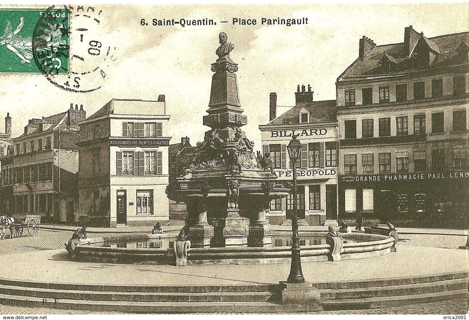 Saint Quentin. La Place Paringault,la Pharmacie Et Le Café Leopold. - Saint Quentin