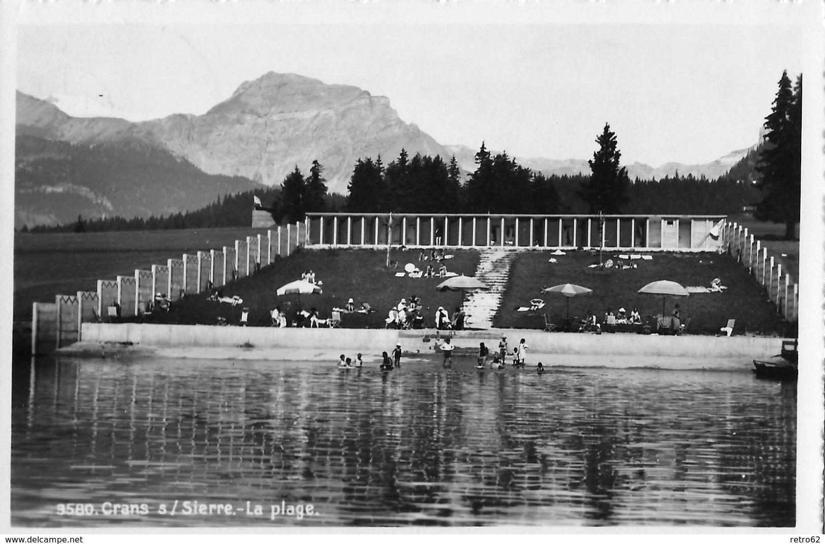 CRANS &rarr; Das Schwimmbad Von Crans Mit Badegäste Anno 1948 - Autres & Non Classés