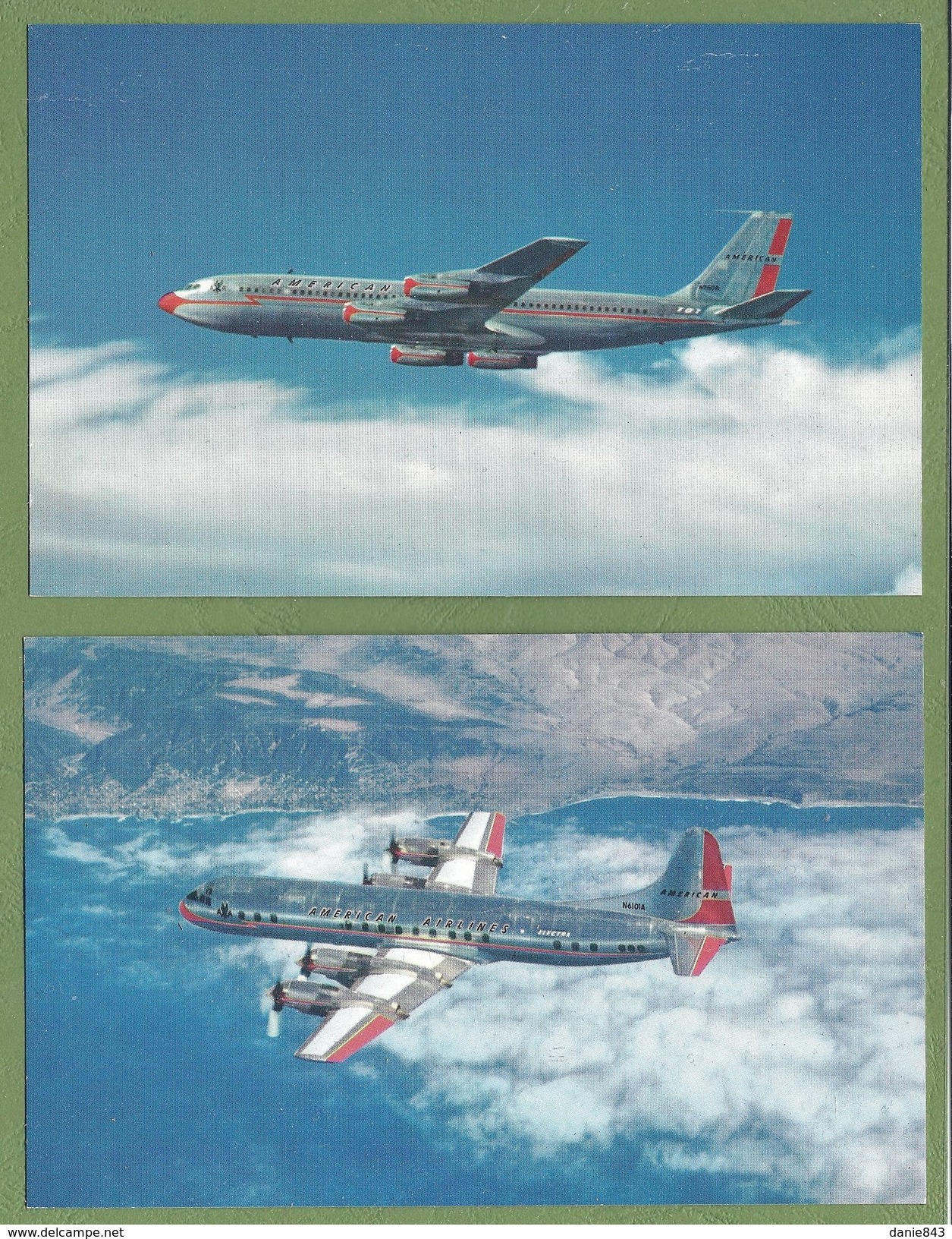 2 CPSM - AMERICAN AIRLINES - AVIATION - APPAREIL DC 7 & JET POWERED ELECTRA FLAGSHIPS - LITHO IN USA / T151-11 & 12 - 1946-....: Moderne