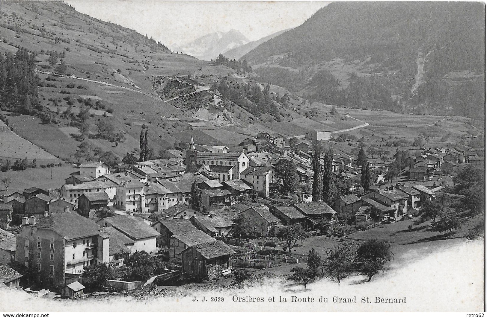 ORSIÈRES &rarr; Ein Dorf An Der Route Zum Grossen St.Bernard, Sehr Alter Lichtdruck Ca.1900 - Orsières