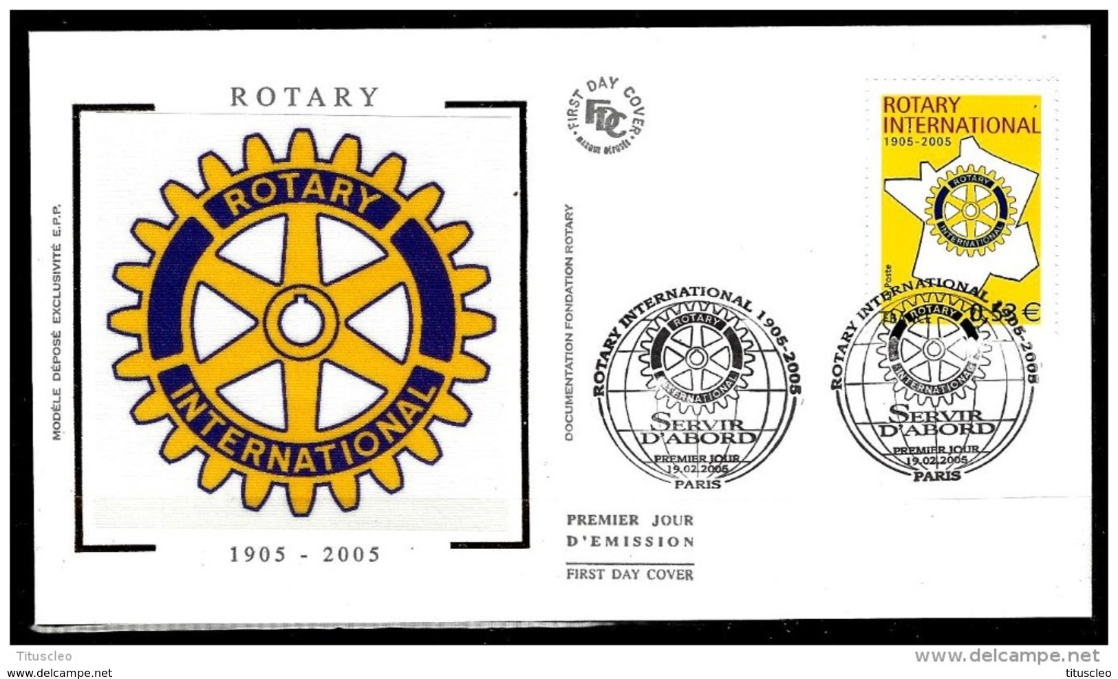 FRANCE 3750° Centenaire Du Rotary Enveloppe 1er Jour - Rotary, Lions Club