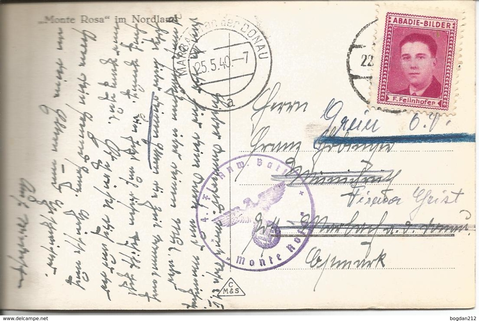 1942 - MONTE ROSA, Schiff Stempel, Gute Zustand, 2 Scan - War 1939-45