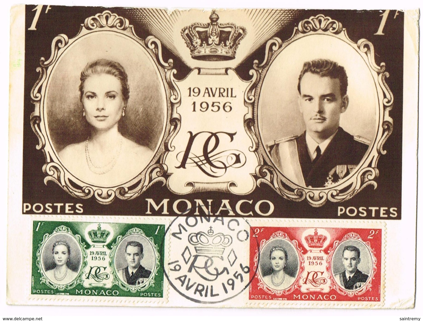 Carte Maximum Du Mariage Du Prince Rainier Et De Grace Kelly 19/04/1956 - Cartas Máxima
